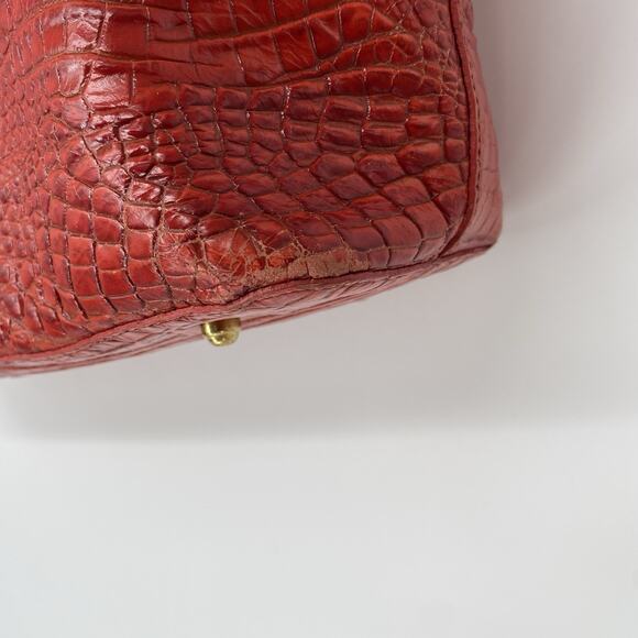 Brahmin Red Croc Embossed Shoulder Bag Purse - Picture 10 of 15
